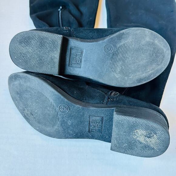 Time and Tru Women's Black Knee-High Boots, Size 6 Stylish Faux Suede - Picture 3 of 9